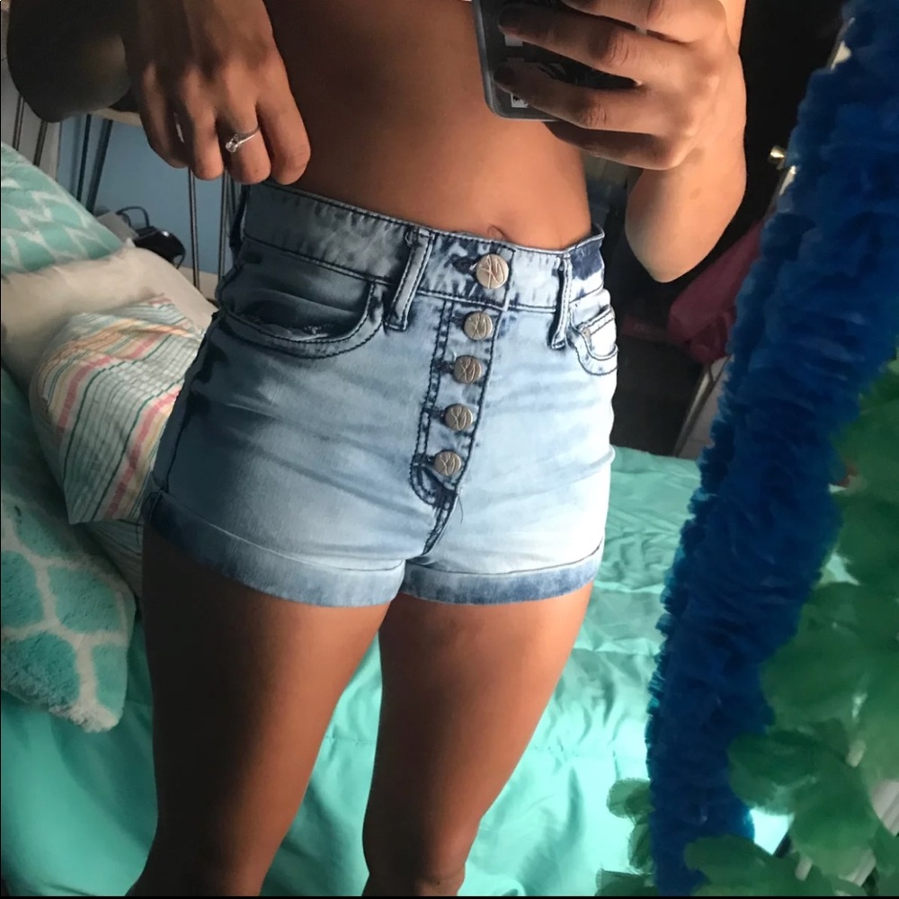 High waisted jean shorts